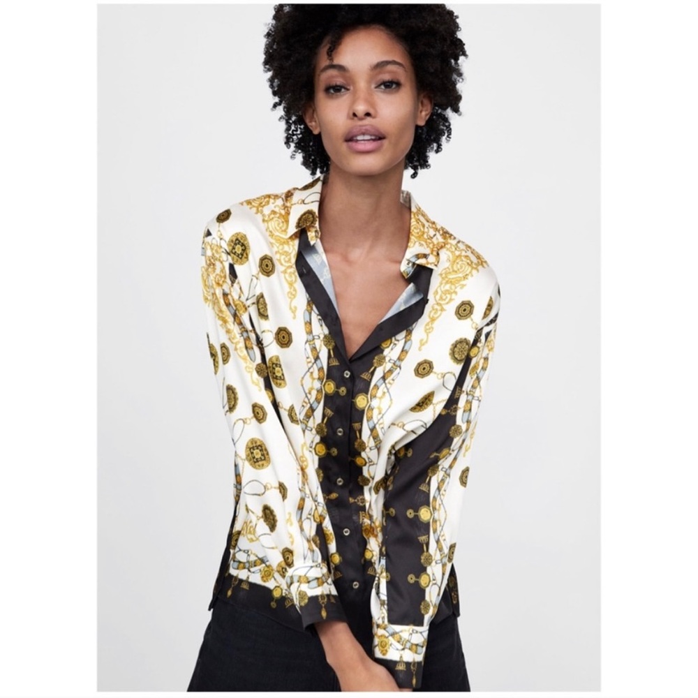 NWOT Zara Chain Print Blouse